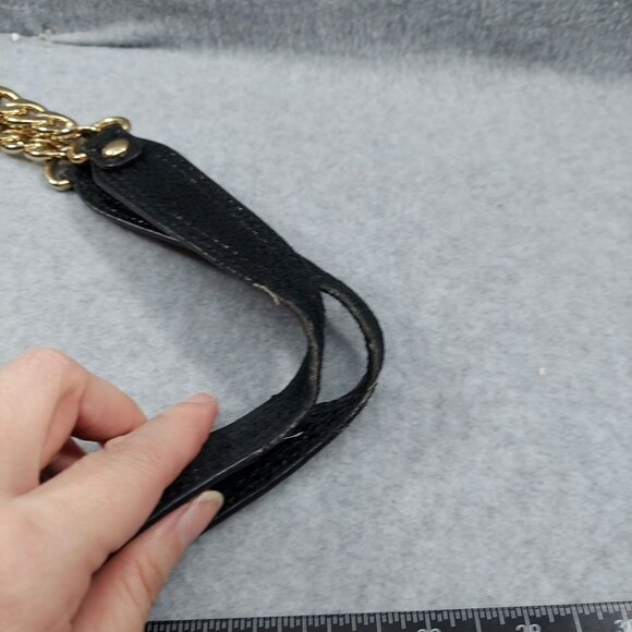 Michael Kors Black Faux Snakeskin Tote Bag With Gold Chain Handles - Picture 7 of 12